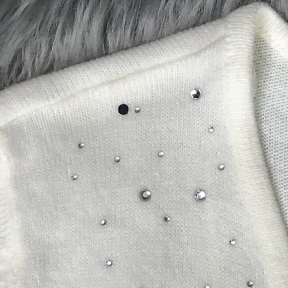 Debbie Morgan rhinestone v-neck sweater w/ scarf M - Picture 3 of 6